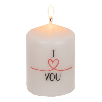 4Pcs White I Love You Unscented Pillar Candle