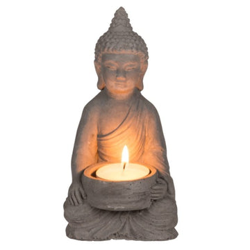 Tealight Candle Holder Buddha Statue Figurine Meditating Light Home Garden Decor