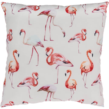 Square Flamingo Print Decorative Cushion