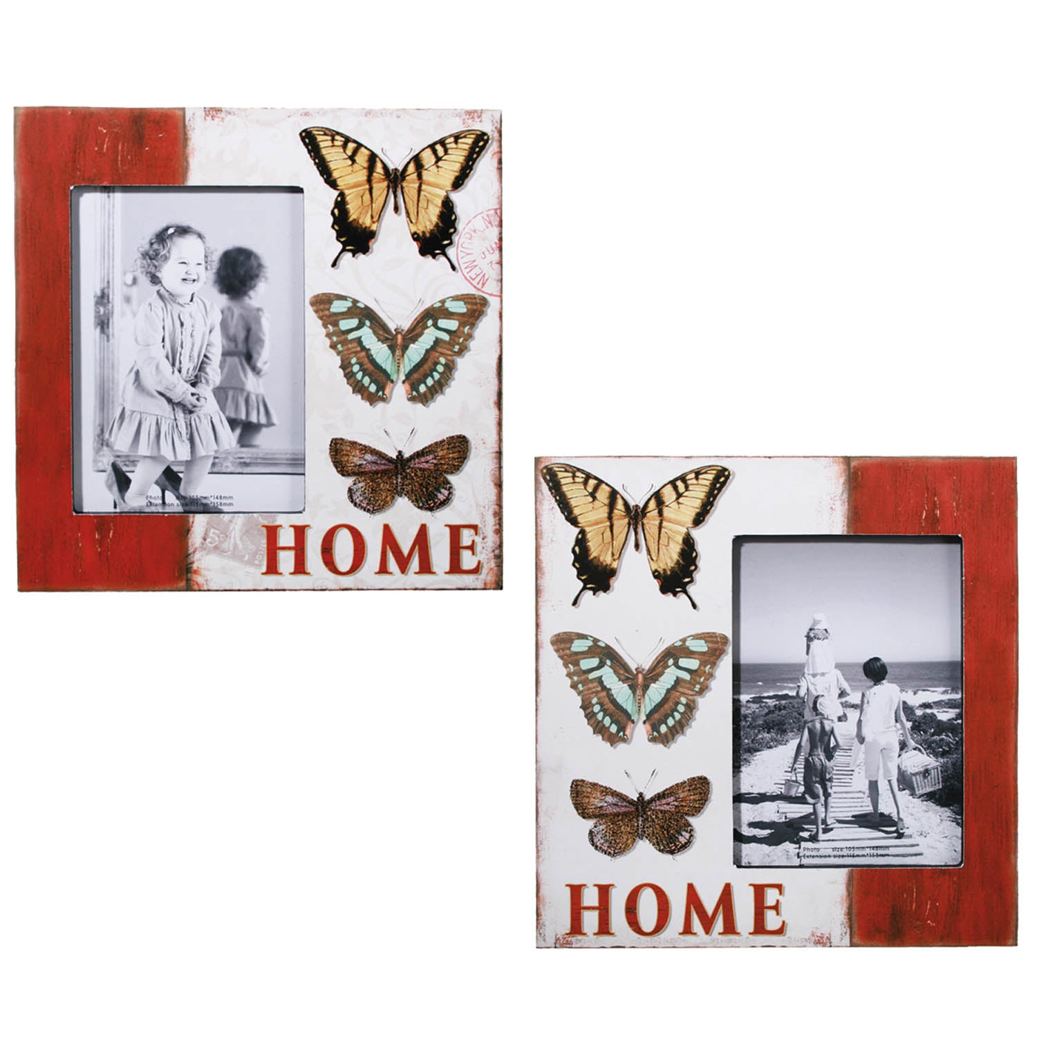 Vintage Butterfly  Wooden Picture Frame