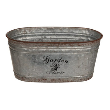 Oval Plant Flower Trough Pot Galvanised Metal Garden Lawn Outdoor Tub Planter
