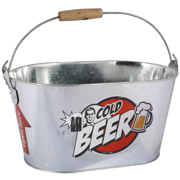 Large Metal Beer Ice Bucket with Bottle Opener