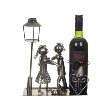 Romantic Dancing Couple with Street Lamp Metal Wine Bottle Holder