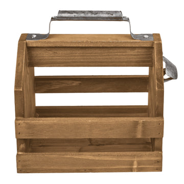 6-Bottle Wooden Beer Crate with Metal Opener