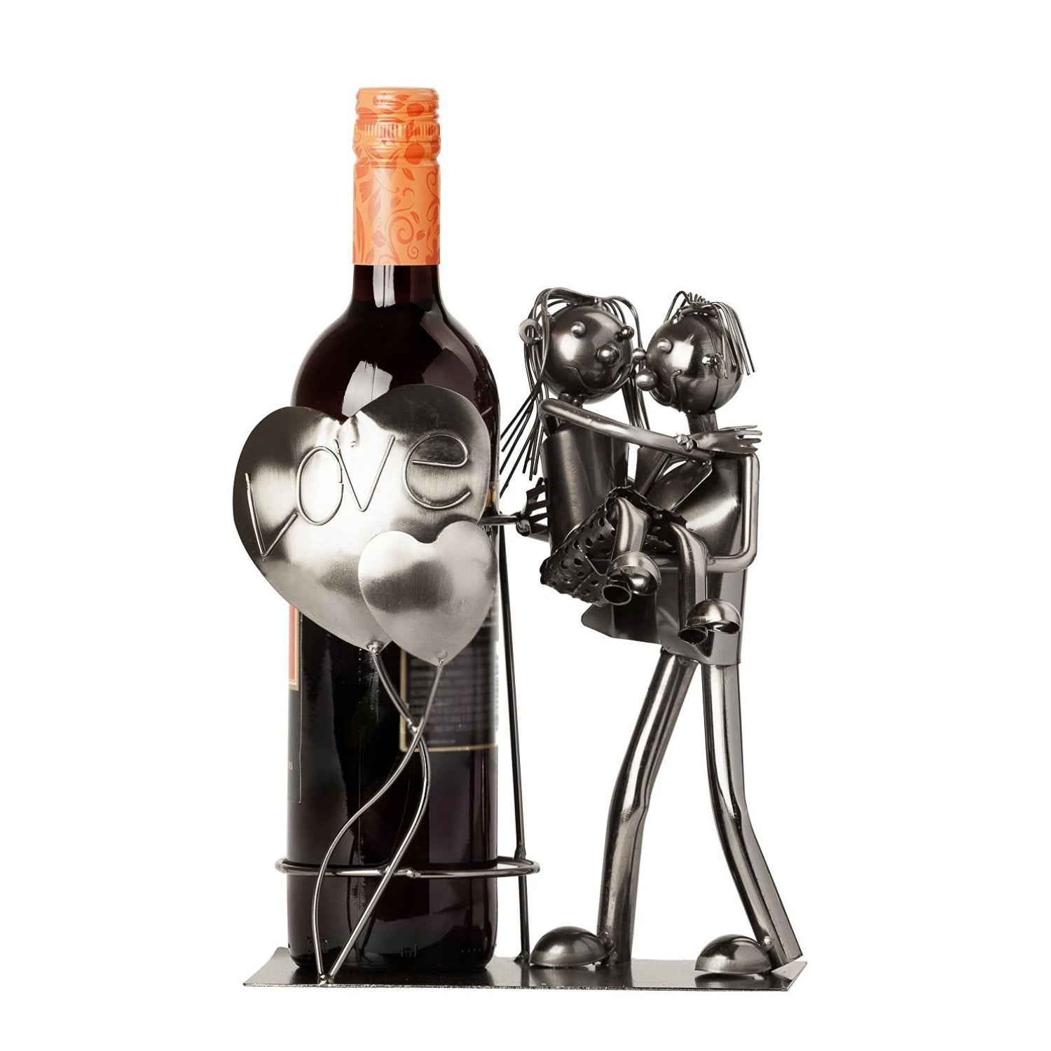 Romantic Couple Love Heart Metal Wine Bottle Holder