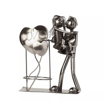Romantic Couple Love Heart Metal Wine Bottle Holder