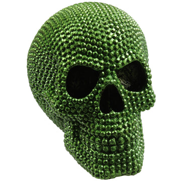 20cm Polyresin Green Skull Figurine
