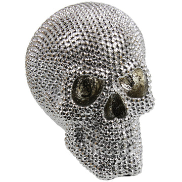 20cm Polyresin Silver Skull Figurine