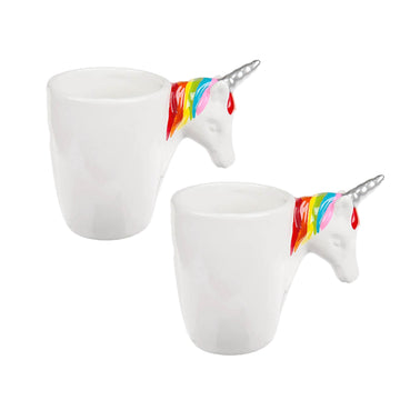 2Pc Unicorn Head Handle Ceramic Mugs