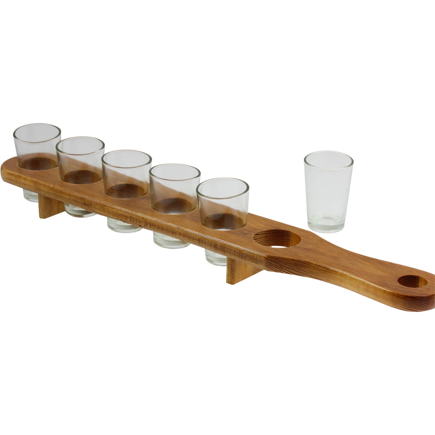 6Pcs Shot Glasses with Wooden Rack