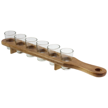 6Pcs Shot Glasses with Wooden Rack