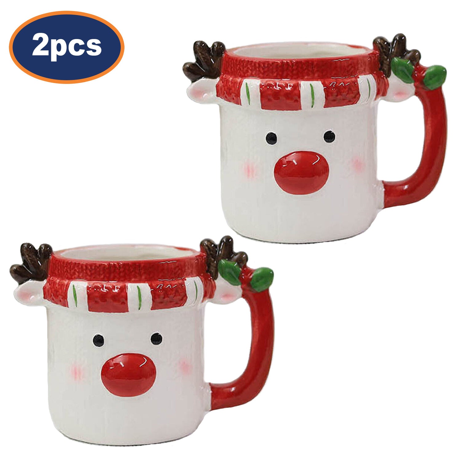 2Pcs Christmas Reindeer Coffee Mug