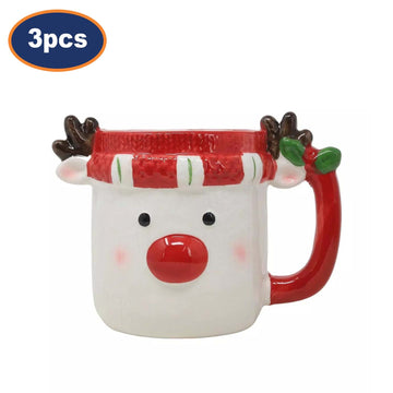 3Pcs Christmas Reindeer Coffee Mug