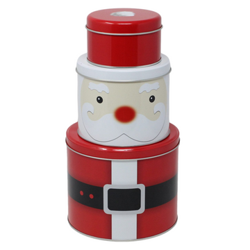 3Pcs Christmas Santa Storage Tin