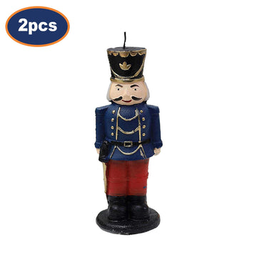 2Pcs Blue Nutcracker Figure Christmas Candle