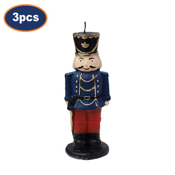 3Pcs Blue Nutcracker Figure Christmas Candle