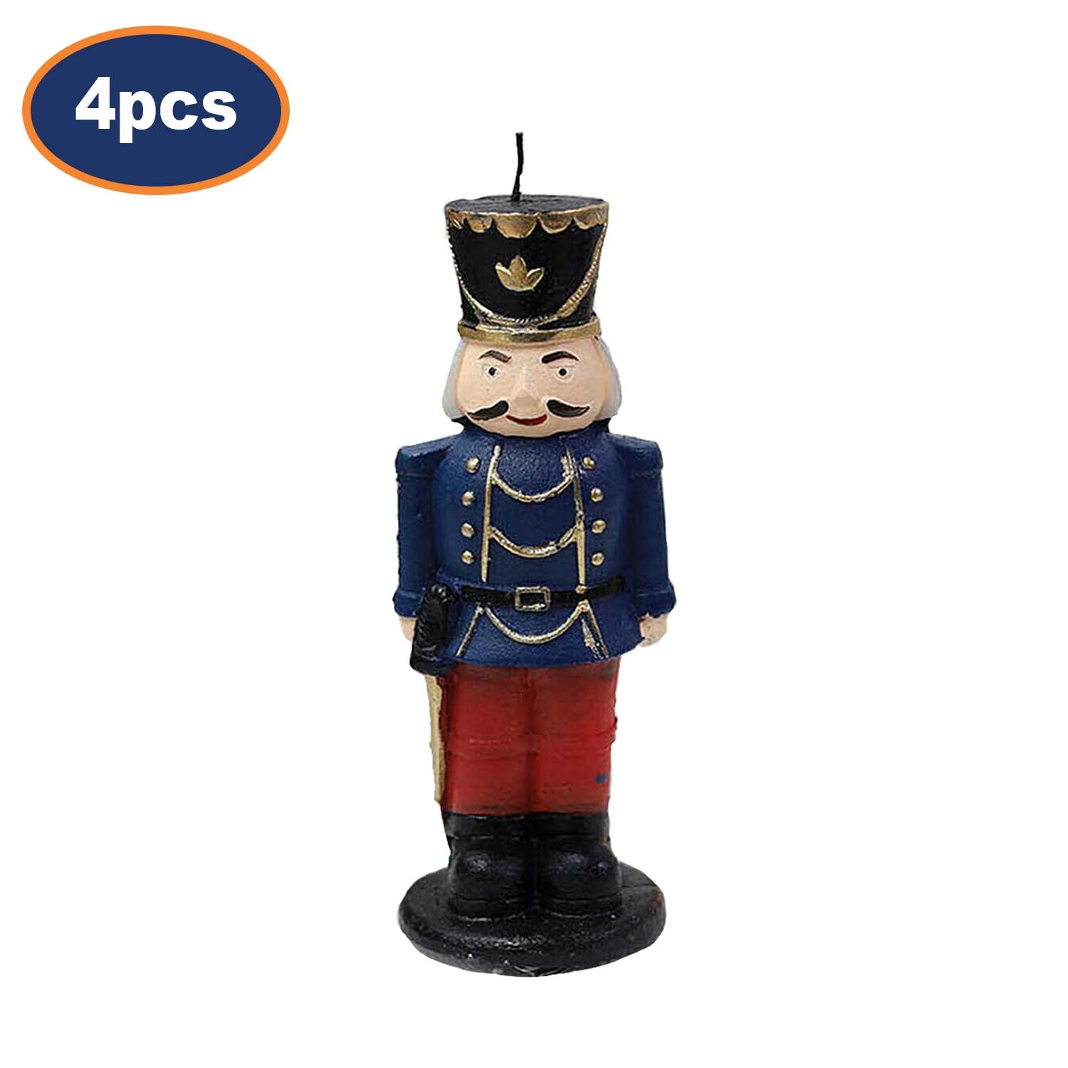 4Pcs Blue Nutcracker Figure Christmas Candle