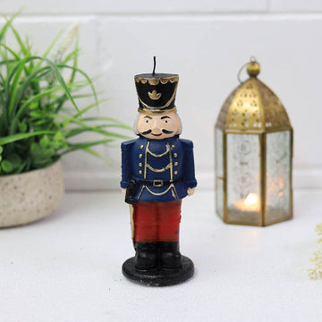 Blue Nutcracker Figure Christmas Candle