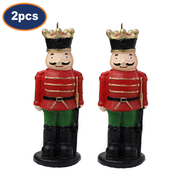 2Pcs Red Nutcracker Figure Christmas Candle