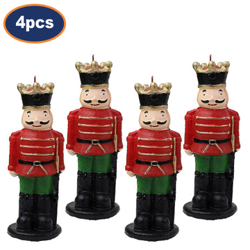 4Pcs Red Nutcracker Figure Christmas Candle
