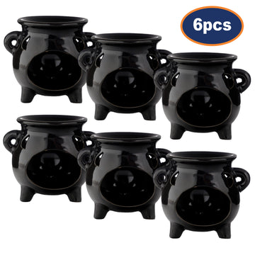 6Pcs Black Ceramic Cauldron Oil Burner Warmer