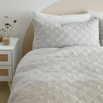 Catherine Lansfield Ombre Geo Geometric Duvet Cover Set, Double, Natural