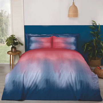Ombre Duvet Cover Set, King, Red & Blue