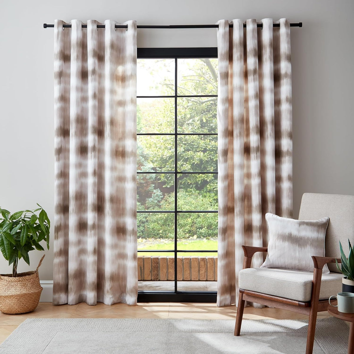 Catherine Lansfield Ombre Texture Thermal Curtains, 66x72", Natural