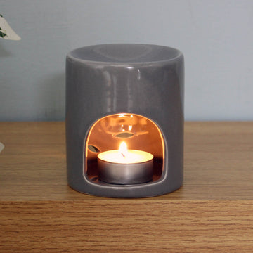 Oil Wax Burner Home Sweet Home Quote Grey Ceramic Tealight Holder Aromatherapy