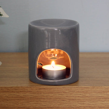 Oil Wax Burner Home Sweet Home Quote Grey Ceramic Tealight Holder Aromatherapy
