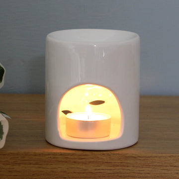Oil Wax Burner Home Sweet Home Quote White Ceramic Tealight Holder Aromatherapy