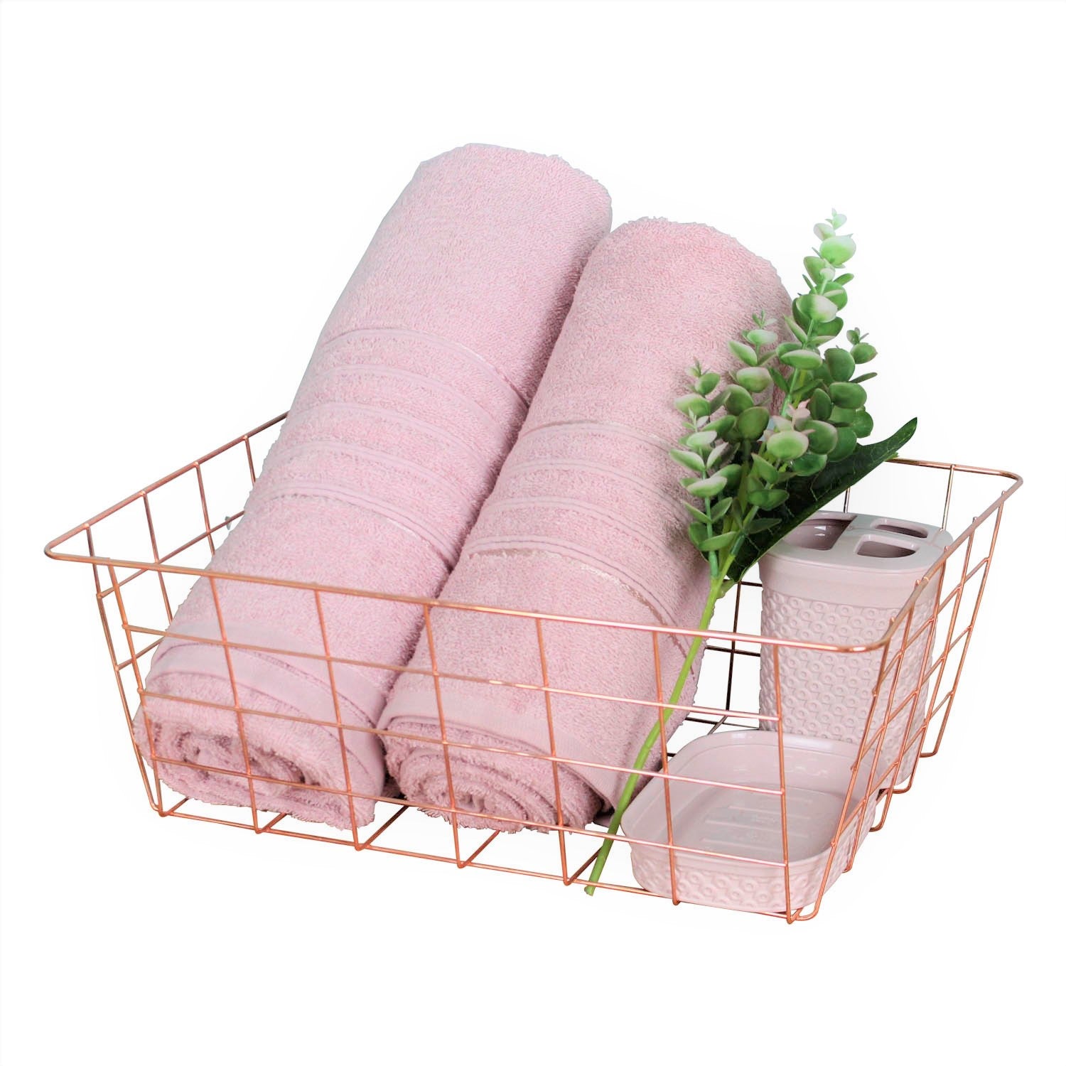 Metal Storage Basket Rose Gold Wire Bowl Fruit Dish Table