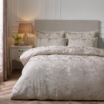 Catherine Lansfield Opulent Jacquard Duvet Cover Set, King, Champagne