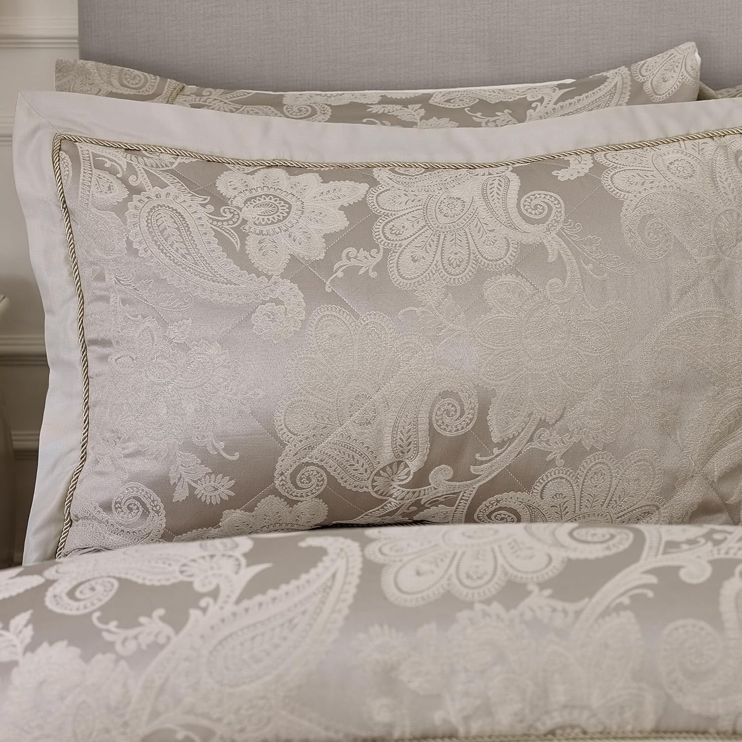 Catherine Lansfield Opulent Jacquard Pillow Shams, Pair, Champagne