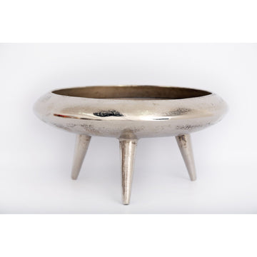 49cm Round Silver Pedestal Bowl With Feet Centerpiece