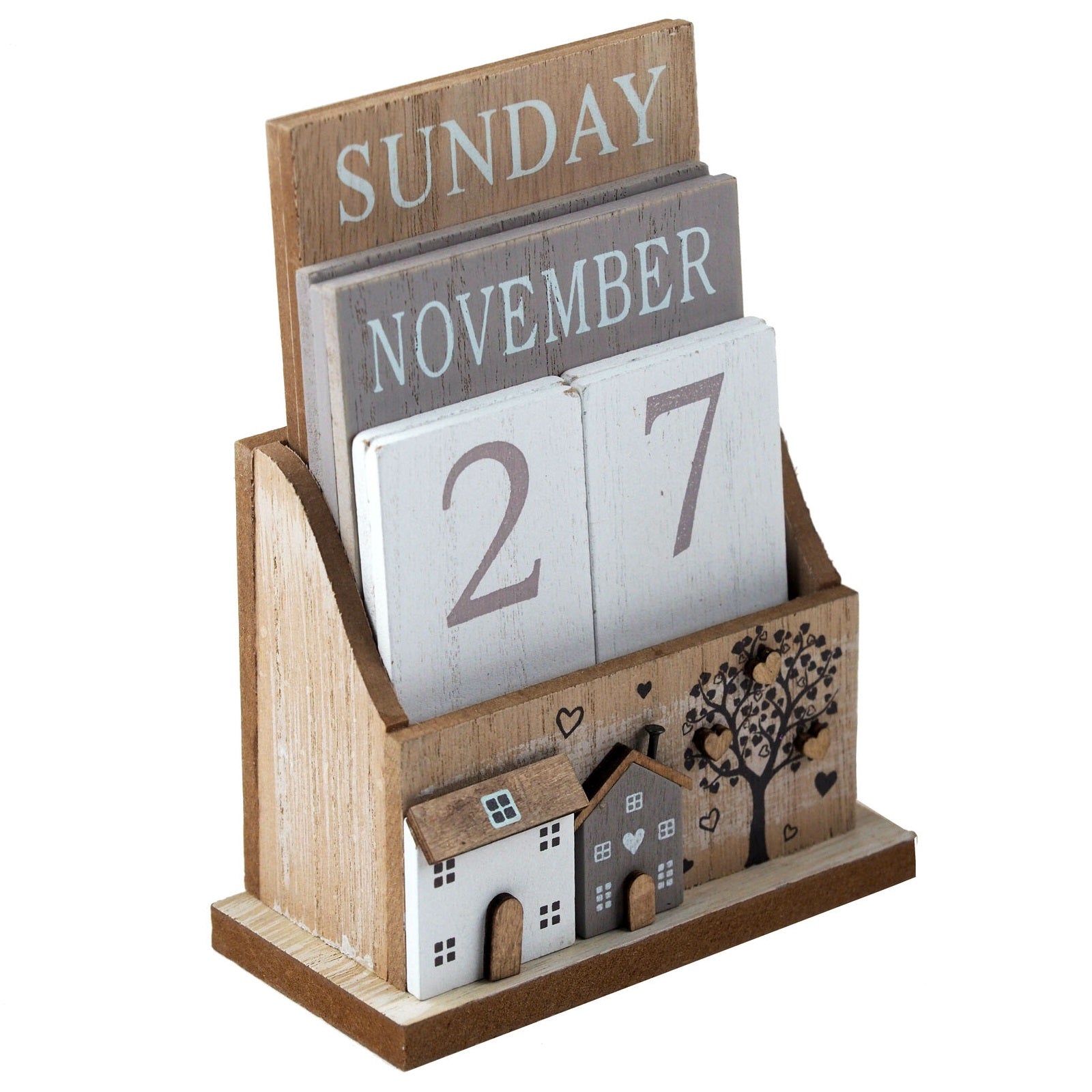 Wooden Country House & Tree Design Perpetual Calendar