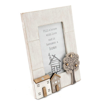 4'x6' Picture Frame Wooden House & Tree Shabby Free Standing