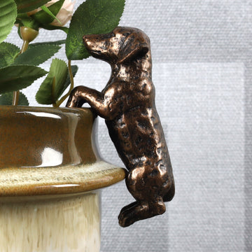Polyresin Brass Effect Hound Sculpture Plant Hanger