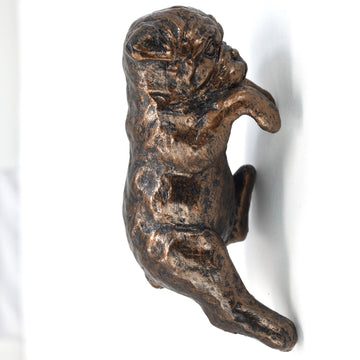 Polyresin Brass Effect Pug Sculpture Plant Hanger