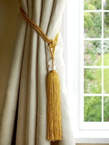 2 x Dual Crystal Tasselled Tieback - Orla Ochre Yellow
