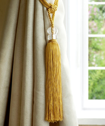 2 x Dual Crystal Tasselled Tieback - Orla Ochre Yellow