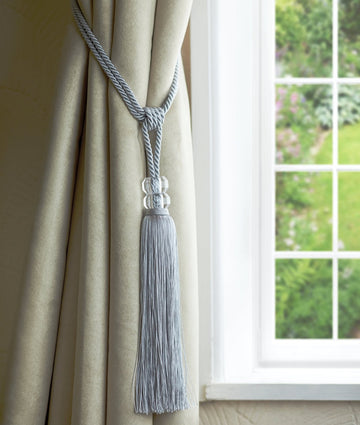 2 x Dual Crystal Tasselled Tieback - Orla Silver Grey