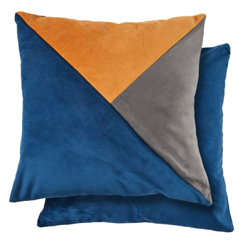 Navy Blue Ochre Grey Suede Soft touch Cushion Covers 17"x17"