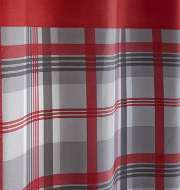 Tartan Check Lined Curtains Eyelet Ring Top 66x72" Red & Grey