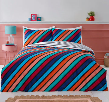 Multi Striped Duvet Cover Set, King, Multi