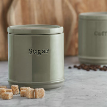 3Pc Sage Green Tea Coffee Sugar Stackable Storage Jar