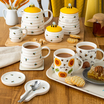 3pc Sweet Bee Ceramic Teapot Milk Jug Sugar Pot Set