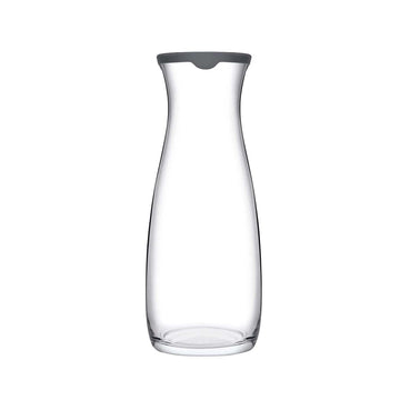 1L Clear Glass Carafe With Grey Reusable Plastic Lid