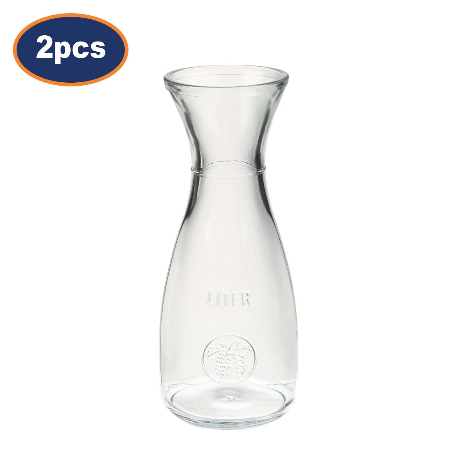 2Pcs 1L Clear Glass Grape Design Carafes