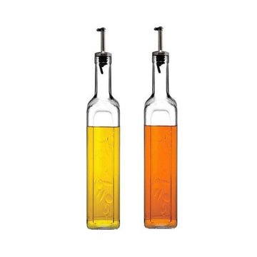 6Pcs 500ml Bottle with Metal Pourer Oil Vinegar Glass Dispenser